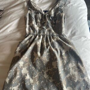 GAP Cream and Gray Watercolor Print Sleeveless Dress